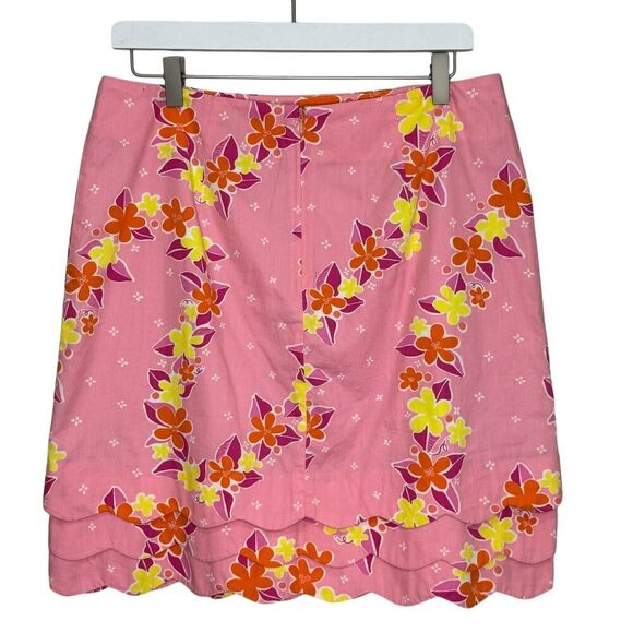 Vtg Lilly Pulitzer Skirt Size 8 Floral Scallop Hem Layered Preppy Summer Casual - Picture 4 of 5